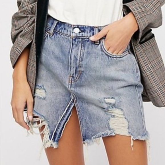 FreePeople We The Free Collection Denim Mini Skirt - Picture 1 of 5